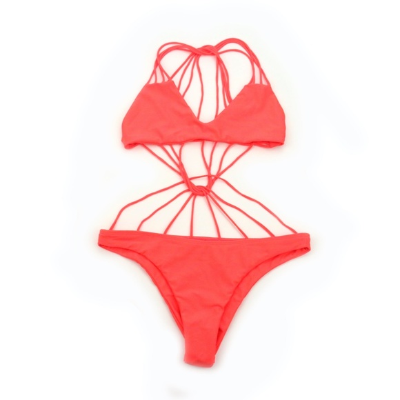 MIKOH Seychelles Neon Coral Bikini NEW! RARE! - Picture 2 of 5